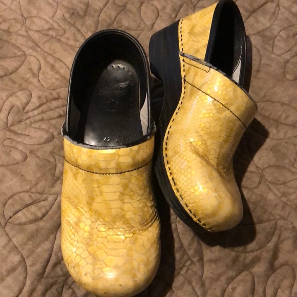dansko yellow clogs